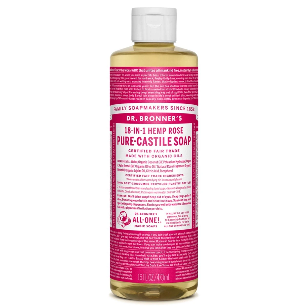 Dr. Bronner's Organic Rose Castile Liquid Soap (16 Oz) #29329 3 Dr. Bronner's Organic Rose Castile Liquid Soap (16 Oz) #29329