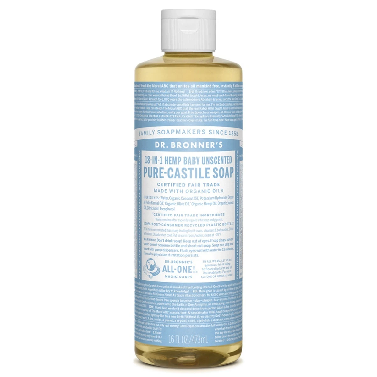 Dr. Bronner's Baby Unscented Castile Liquid Soap (16 Fl Oz) #12810 3 Dr. Bronner's Baby Unscented Castile Liquid Soap (16 Fl Oz) #12810