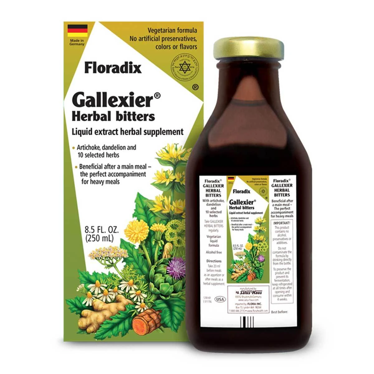 Salus Haus Floradix Gallexier Herbal Bitters (8.5 Fl Oz) #4955 3 Salus Haus Floradix Gallexier Herbal Bitters (8.5 Fl Oz) #4955