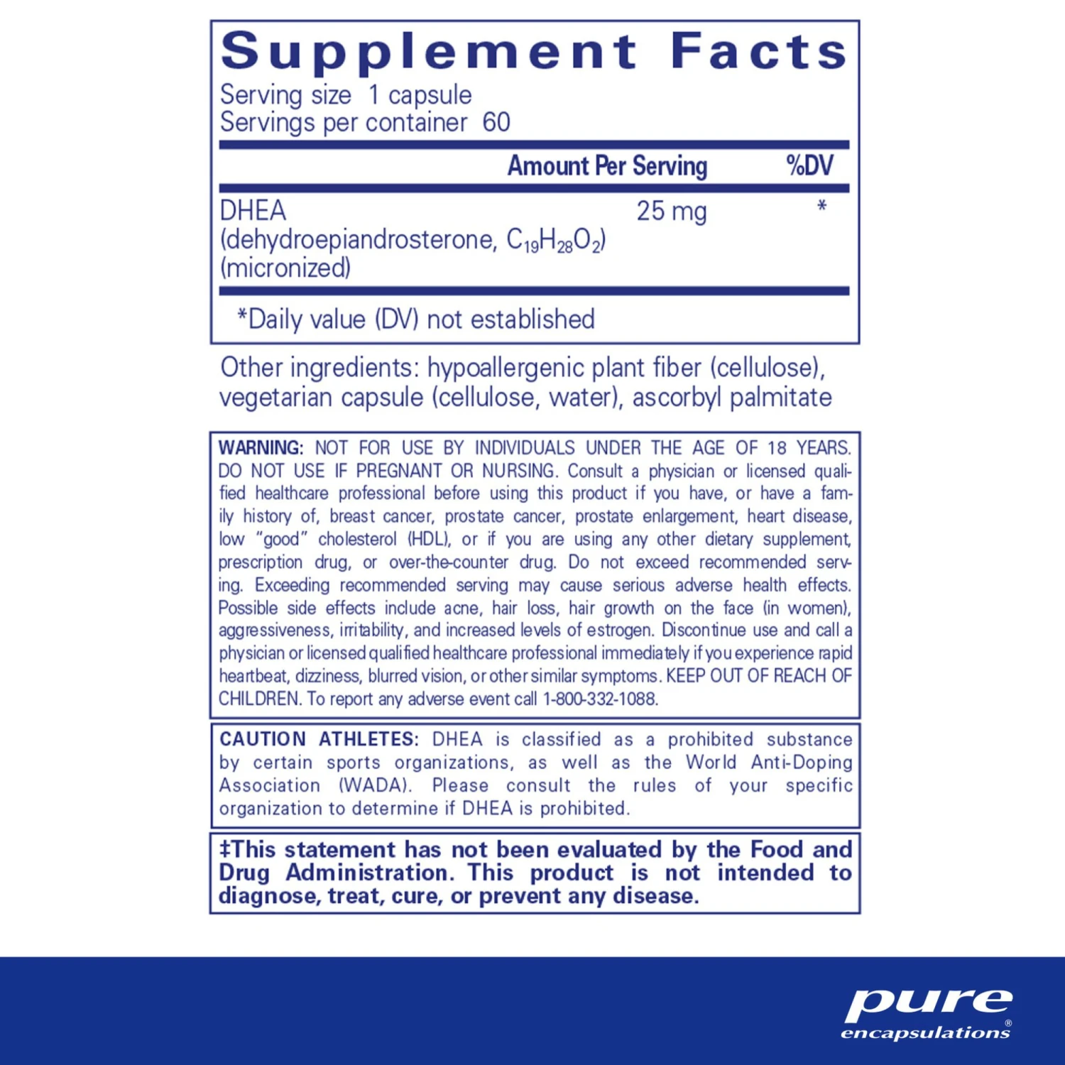Pure Encapsulations DHEA 25 Mg. Capsules (60 Count) #10085797 4 Pure Encapsulations DHEA 25 Mg. Capsules (60 Count) #10085797 - Image 2