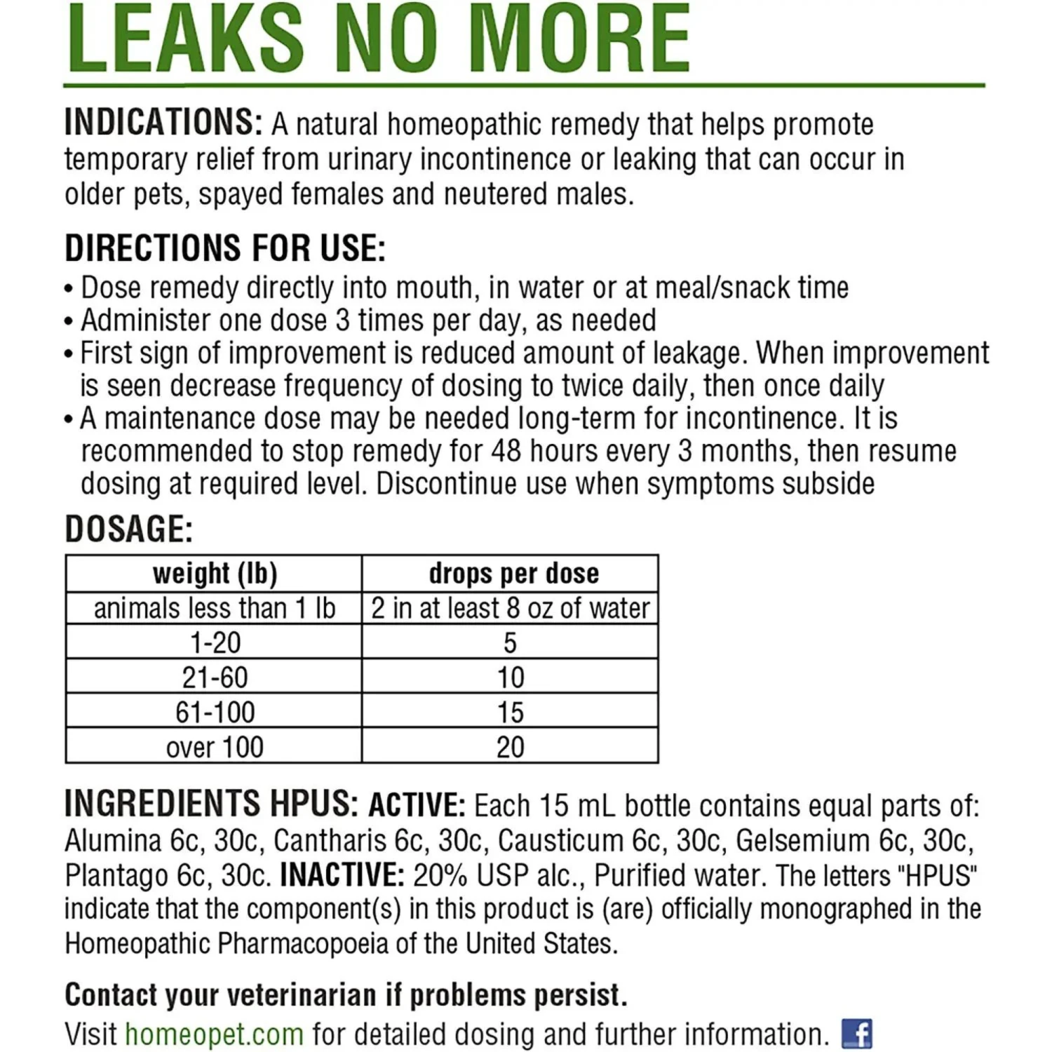 HomeoPet Leaks No More (15 Ml) #5116 4 HomeoPet Leaks No More (15 Ml) #5116 - Image 2