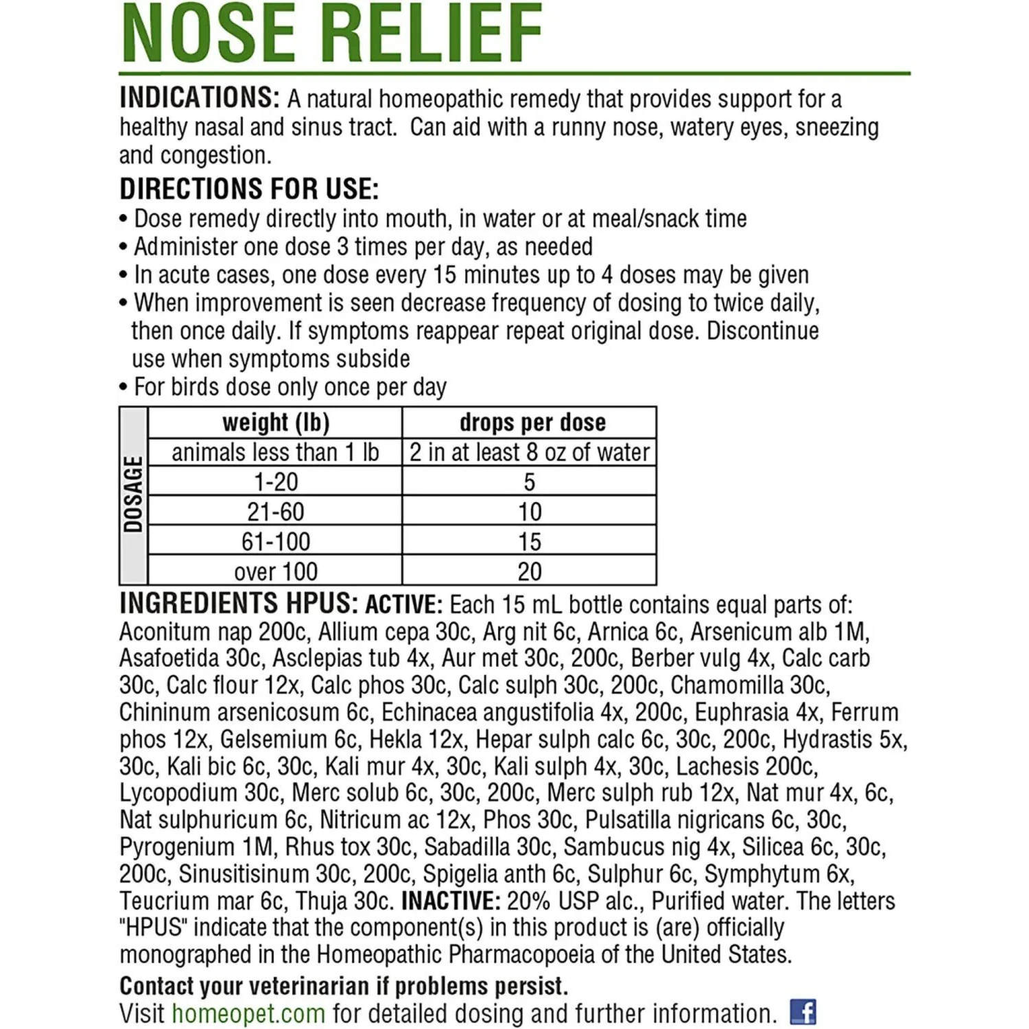 HomeoPet Nose Relief Remedy (15 Ml) #5114 4 HomeoPet Nose Relief Remedy (15 Ml) #5114 - Image 2