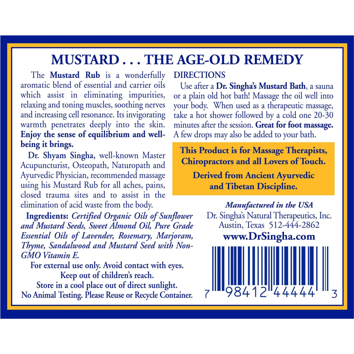 Dr. Singha's Mustard Rub (4 Fl Oz) #16531 5 Dr. Singha's Mustard Rub (4 Fl Oz) #16531 - Image 3