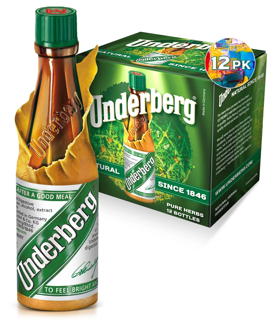 Underberg Underberg Cardboard Box Of 12 Bottles (12 Count) #31803 4 Underberg Underberg Cardboard Box Of 12 Bottles (12 Count) #31803 - Image 2