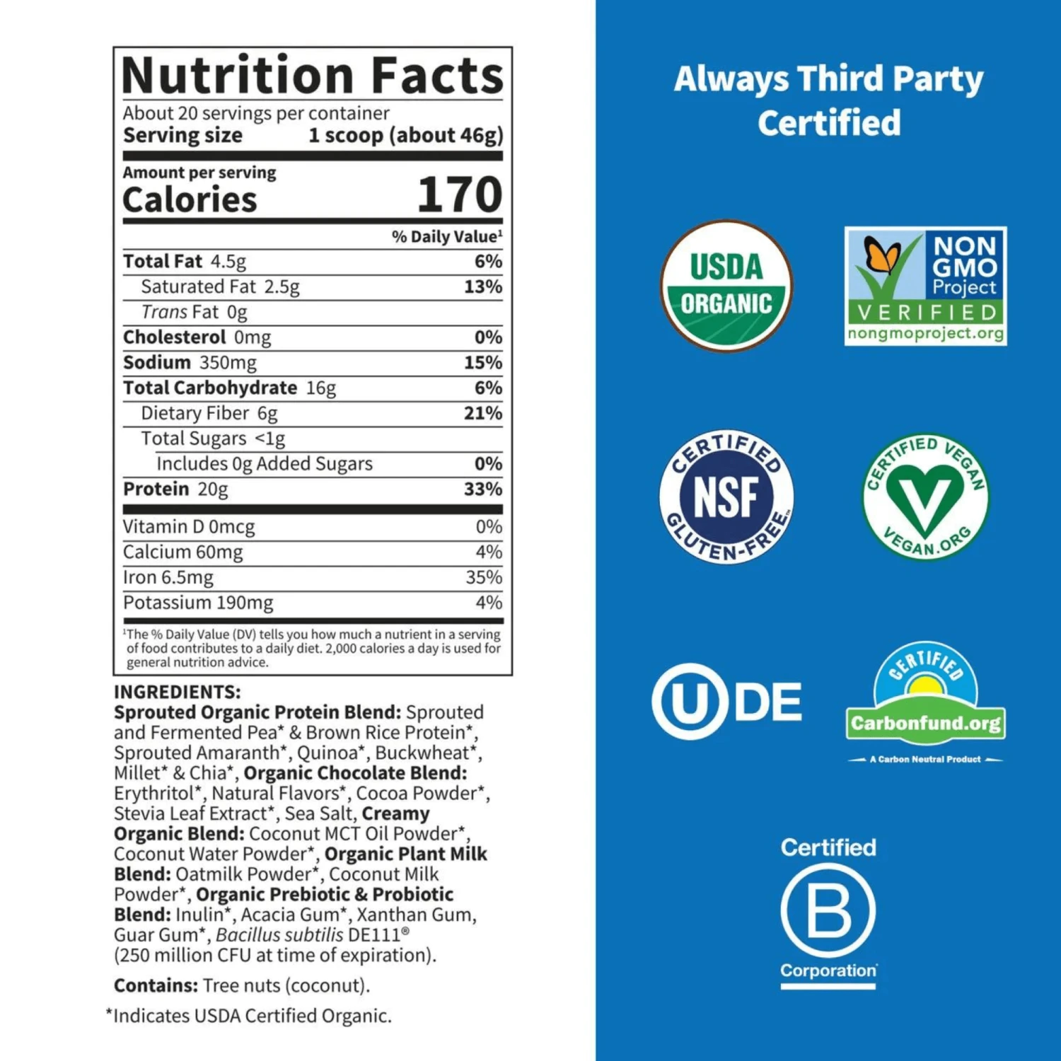 Garden Of Life Organic Creamy Chocolate Brownie Protein Powder (2 Lbs) #10086178 5 Garden Of Life Organic Creamy Chocolate Brownie Protein Powder (2 Lbs) #10086178 - Image 3