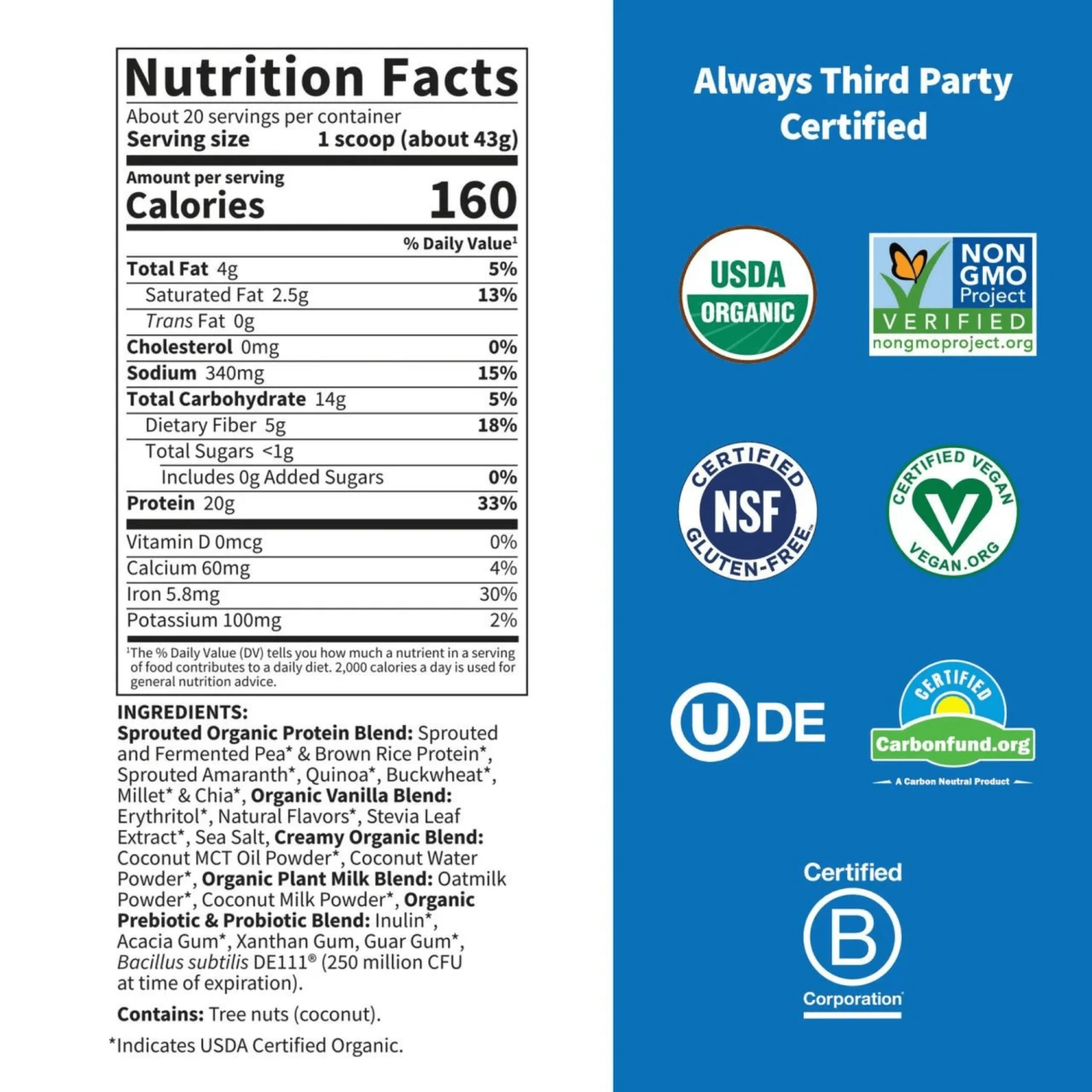 Garden Of Life Organic Creamy Vanilla Cookie Protein Powder (1 Lbs) #10086179 5 Garden Of Life Organic Creamy Vanilla Cookie Protein Powder (1 Lbs) #10086179 - Image 3