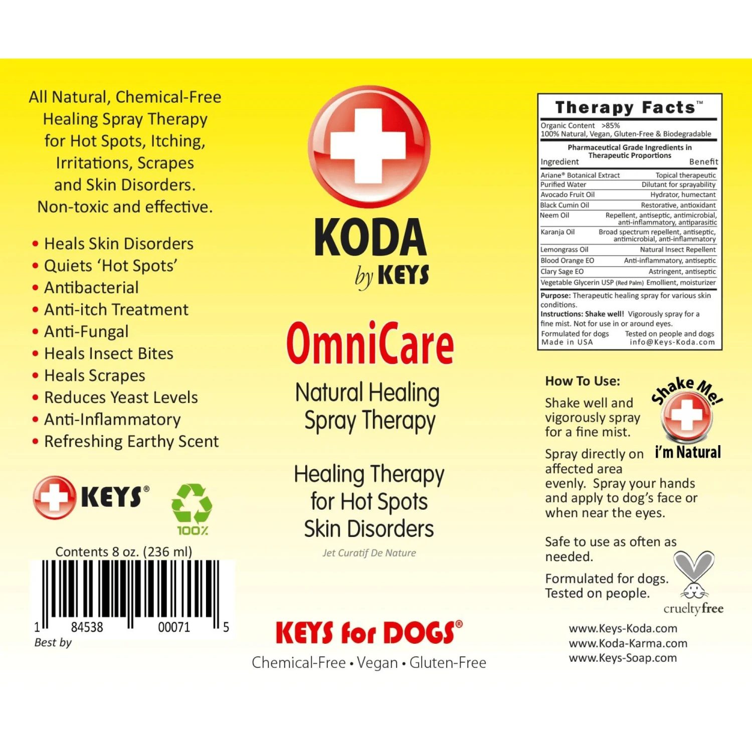 Keys Koda OmniCare - Healing Spray For Dogs (8 Fl Oz) #10079202 4 Keys Koda OmniCare - Healing Spray For Dogs (8 Fl Oz) #10079202 - Image 2