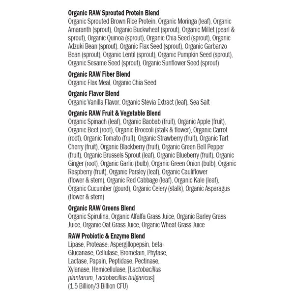 Garden Of Life Vanilla Raw Protein + Greens- Organic (19.3 Oz) #10076147 6 Garden Of Life Vanilla Raw Protein + Greens- Organic (19.3 Oz) #10076147 - Image 4